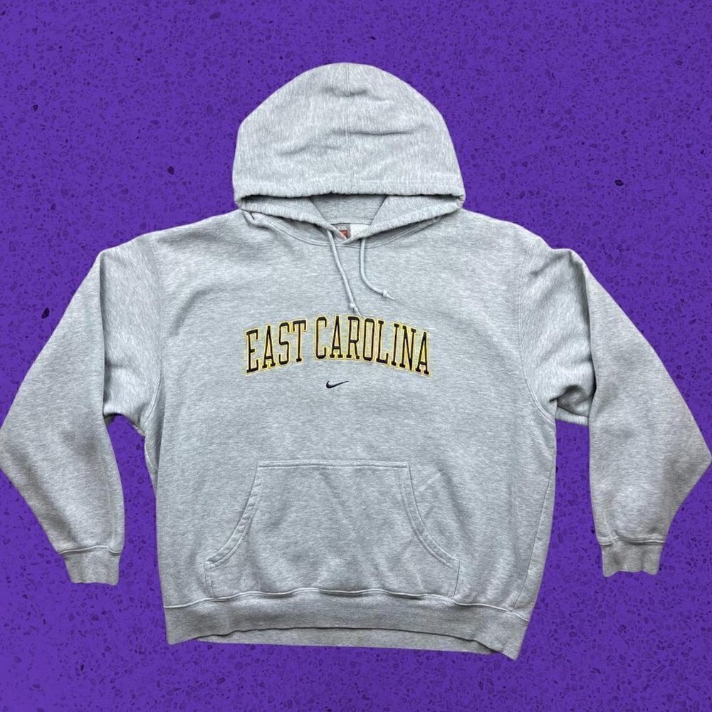 Vintage college hoodie sweatshirt rare grail Nike center check East Carolina